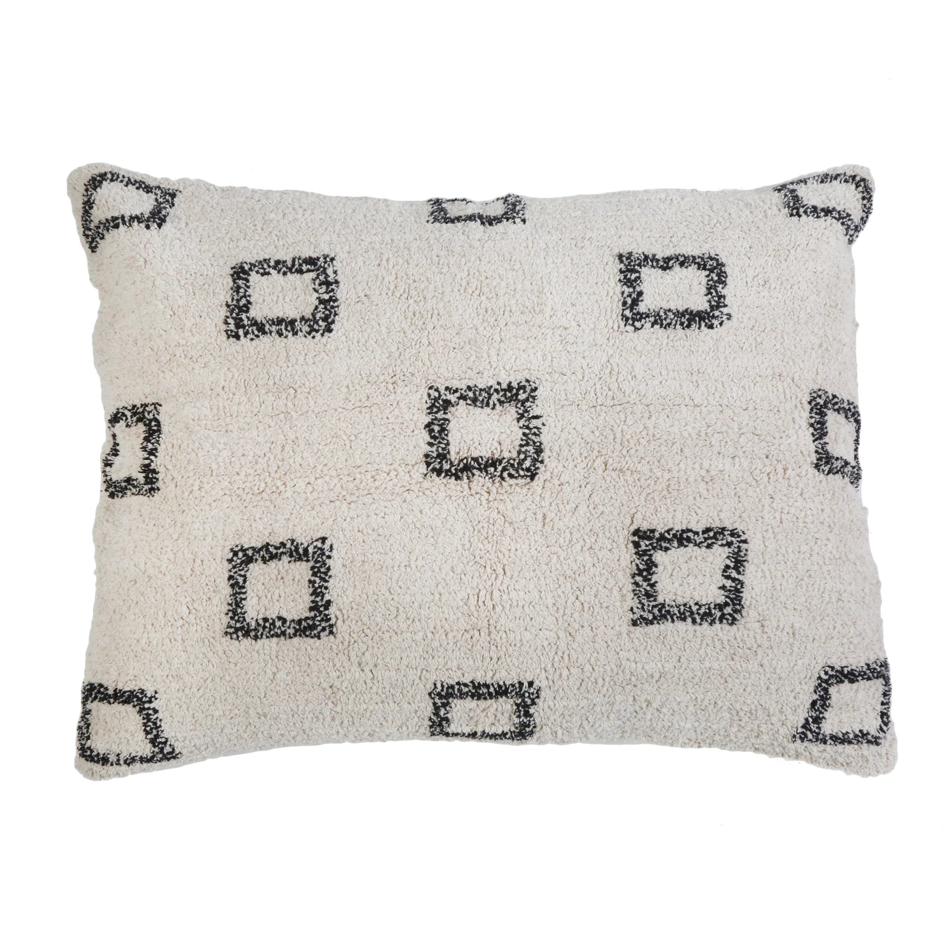 Pom Pom at Home Bowie Ivory and Grey Hand Woven Big Pillow with Insert  ~ 28 x 36 - Image 1