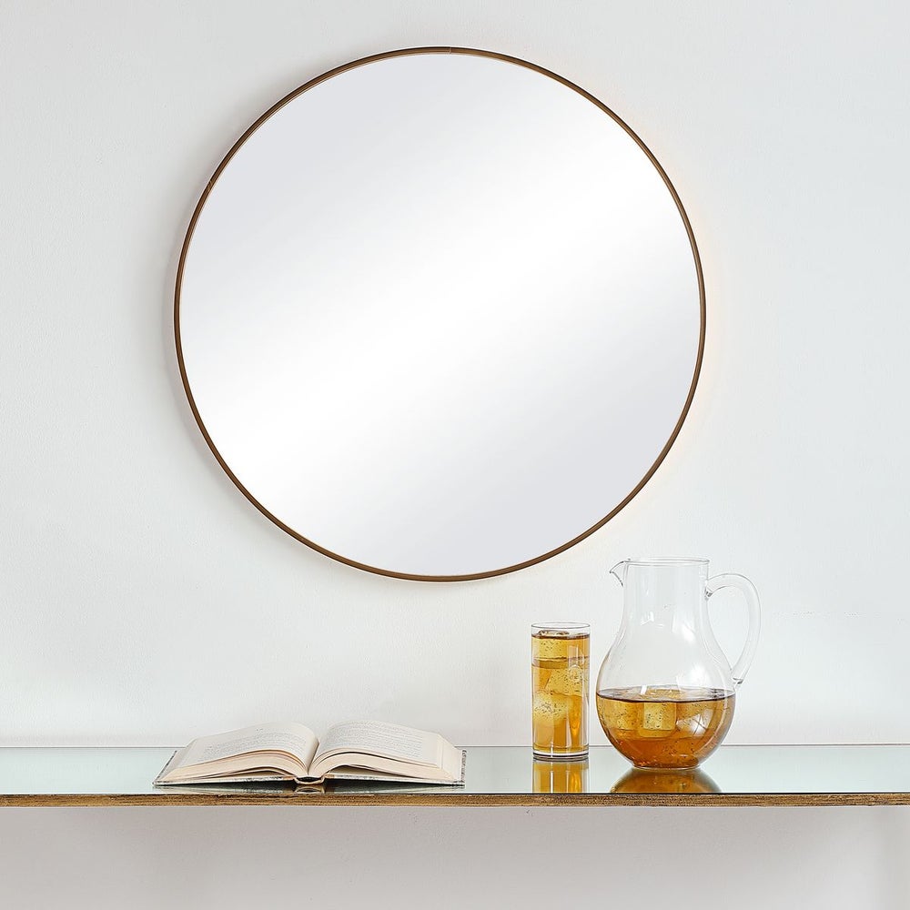 Casa Bella Living Clean And Simple Brushed Gold Round Mirror - Image 1