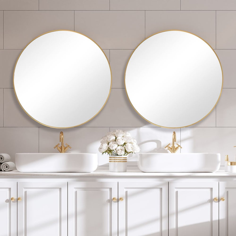 Casa Bella Living Clean And Simple Brushed Gold Round Mirror - Image 2