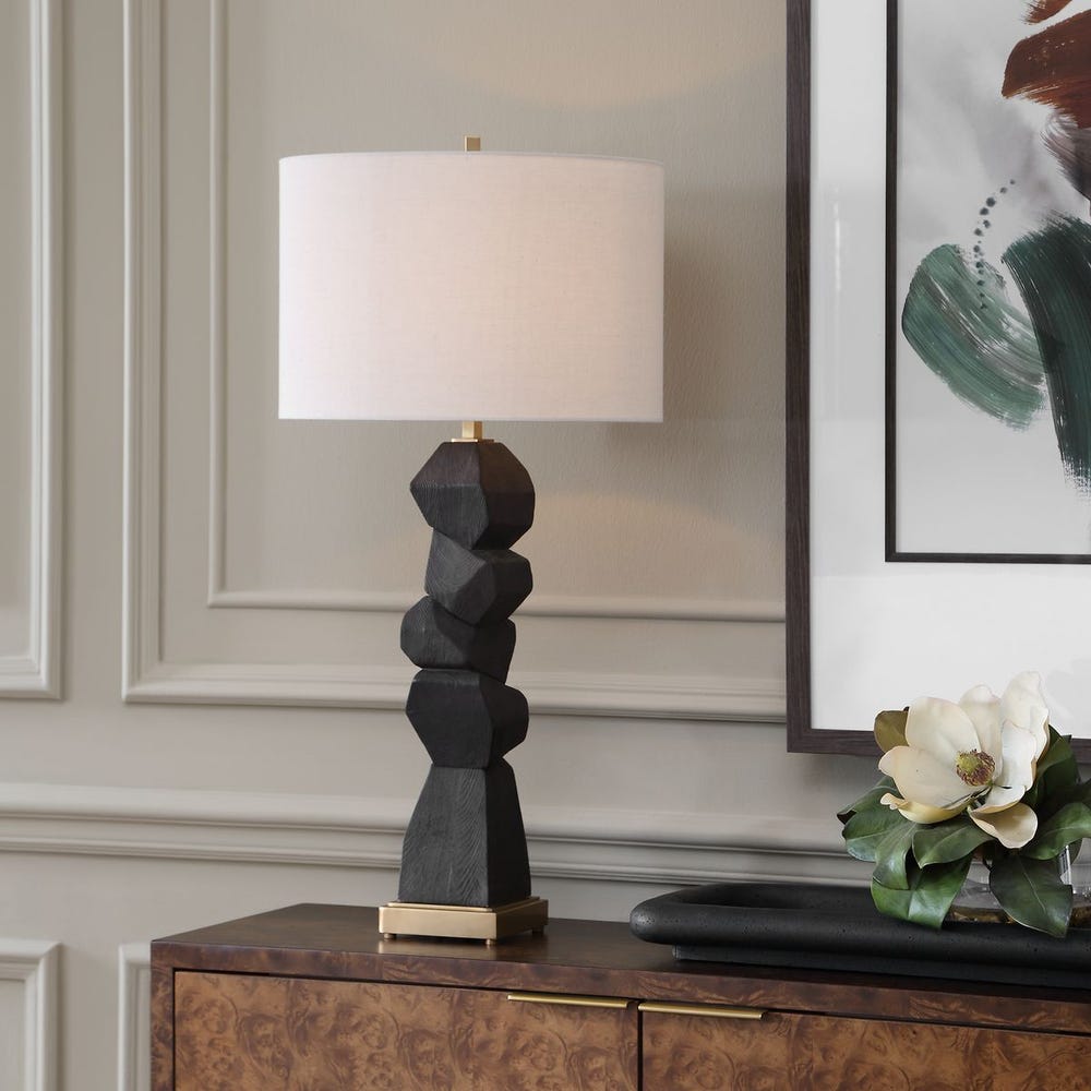 Uttermost Demelo Stacked Walnut Base Table Lamp - Image 1