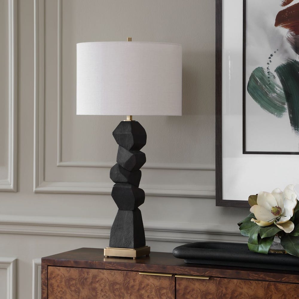 Uttermost Demelo Stacked Walnut Base Table Lamp - Image 2