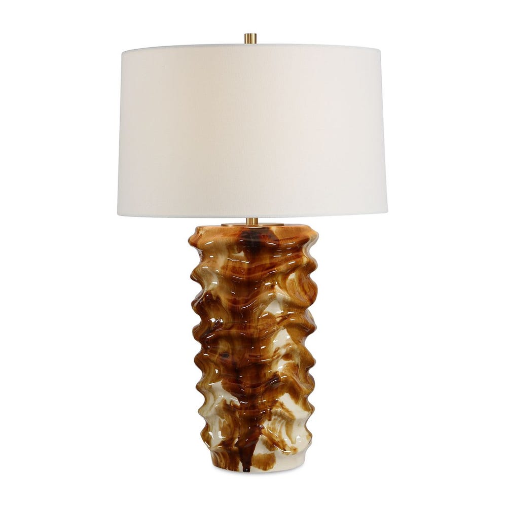 Uttermost Bassa Rippled Cream And Caramel Glazed Table Lamp - Image 3