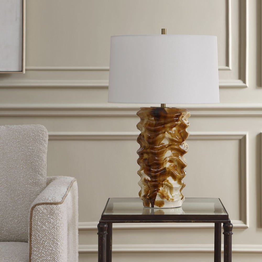 Uttermost Bassa Rippled Cream And Caramel Glazed Table Lamp - Image 2
