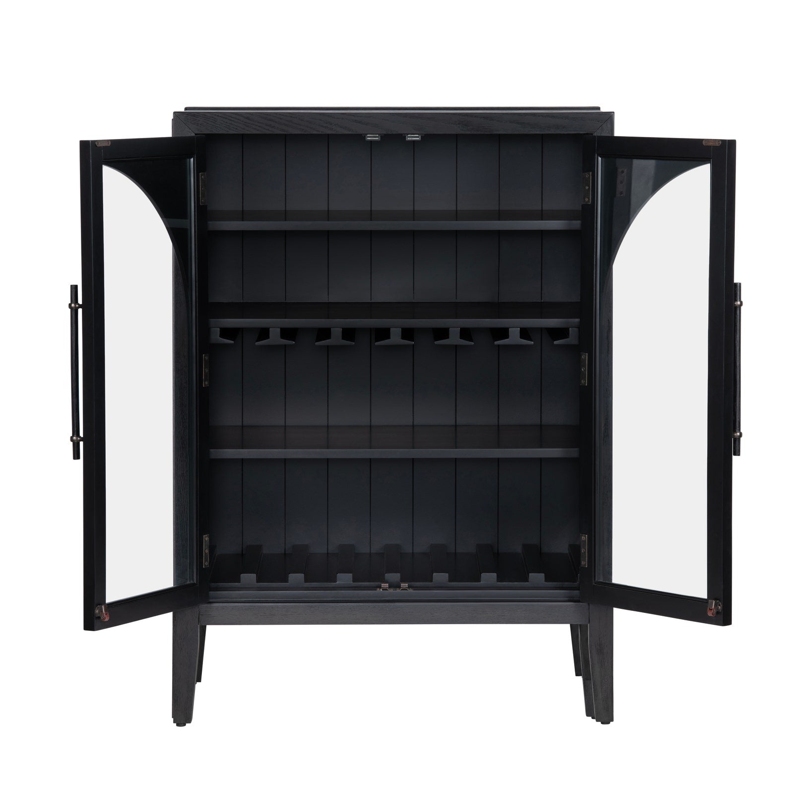 Crestview Collection Braxton Black Wine Cabinet - Image 3
