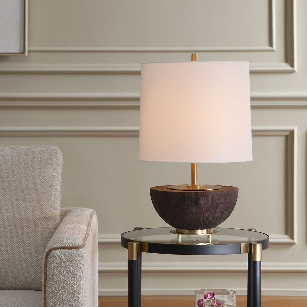 Uttermost Kalo Hand Carved Wooden Base Table Lamp - Image 1
