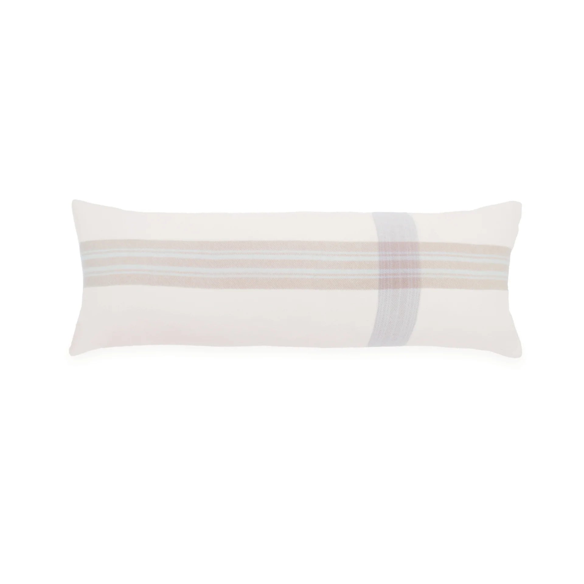 Pom Pom at Home Geneva Ivory and Taupe Plaid Pillow with Insert  ~ 14 x 40 - Image 1