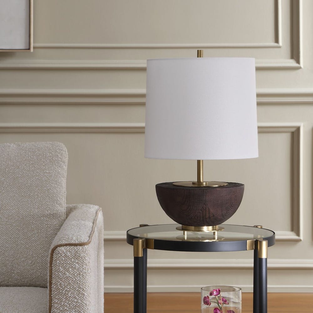 Uttermost Kalo Hand Carved Wooden Base Table Lamp - Image 2