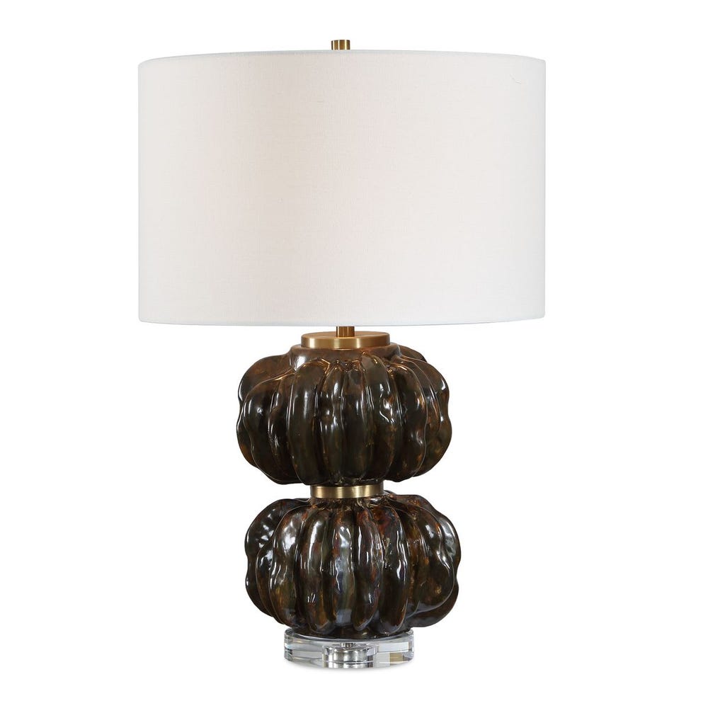 Uttermost Jaudon Stacked Deep Ridges Finished In Rich Dark Brown  Table Lamp - Image 3