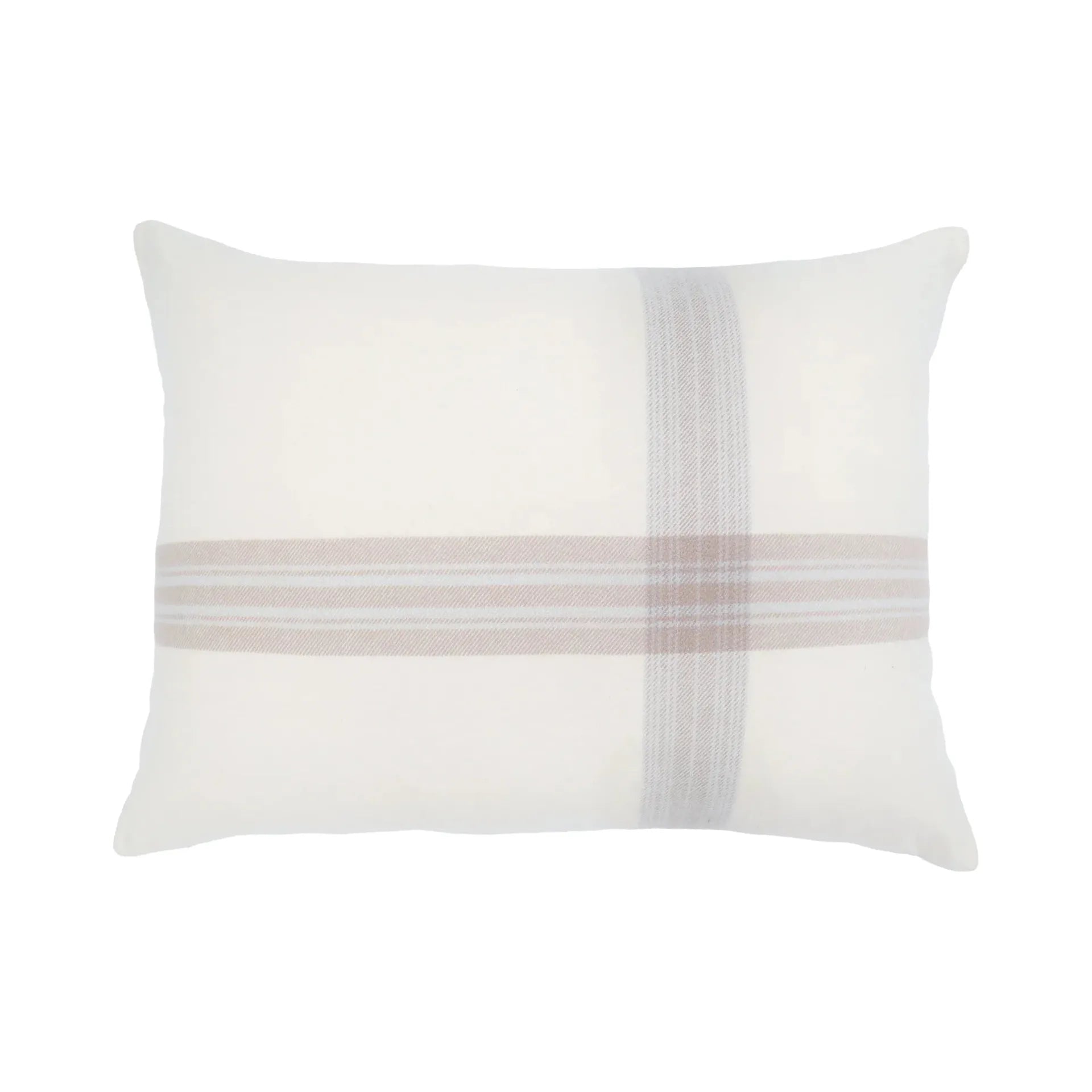 Pom Pom at Home Geneva Ivory and Taupe Plaid Big Pillow with Insert  ~ 28 x 36 - Image 1