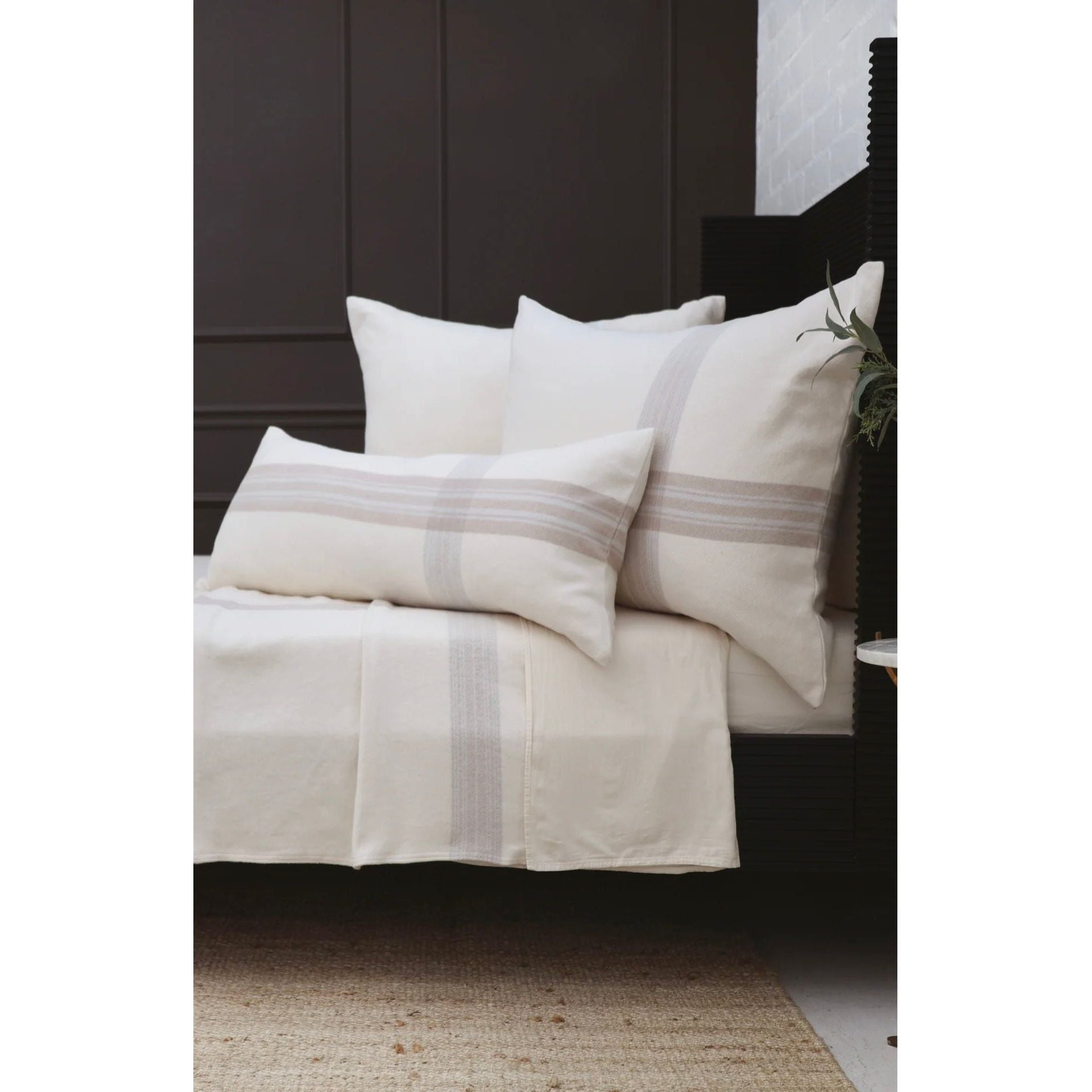 Pom Pom at Home Geneva Ivory and Taupe Plaid Big Pillow with Insert  ~ 28 x 36 - Image 2