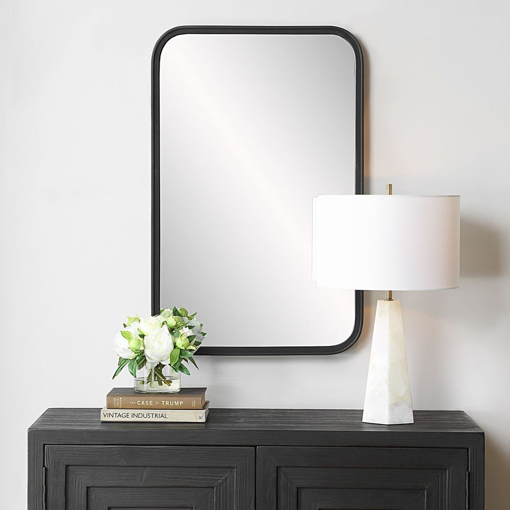 Casa Bella Living Rectangular Rounded Corners Bold Matte BlackMirror - Image 1