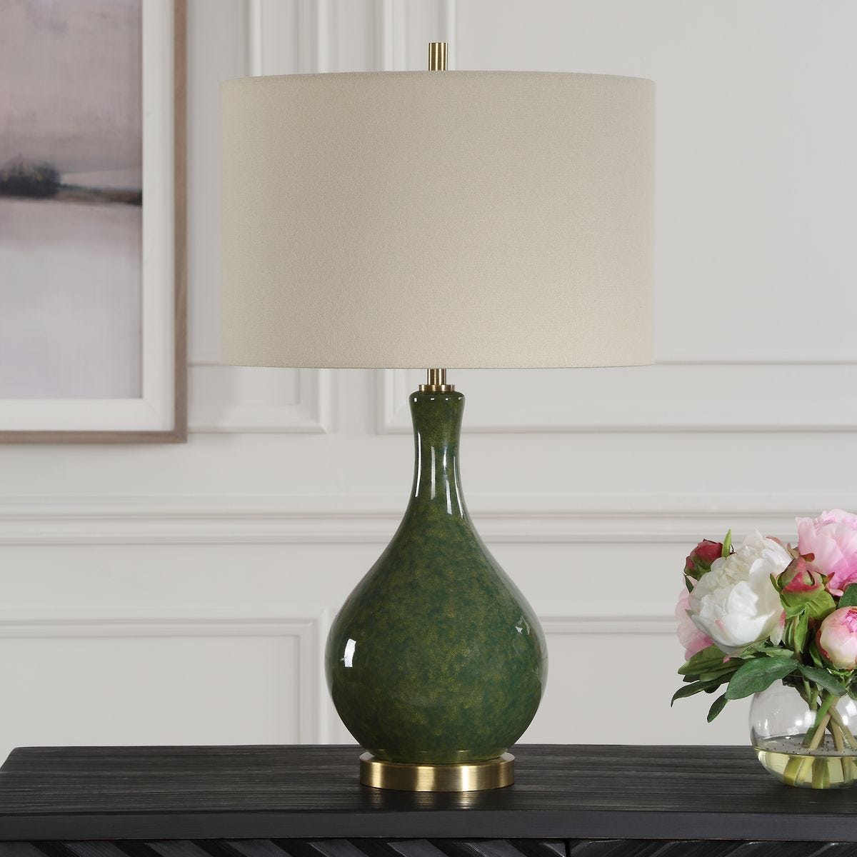 Casa Bella Living Distressed Emerald Green Glazed Ceramic Accent Lamp ~ SWEETHEART SALE ~ LIMITED QUANTITY - Image 2