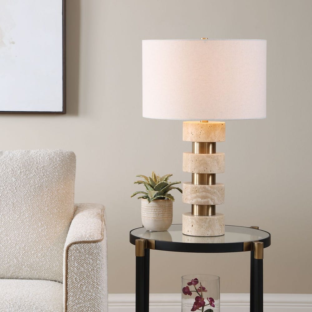 Uttermost Makani Travertine Totem Base Table Lamp - Image 1