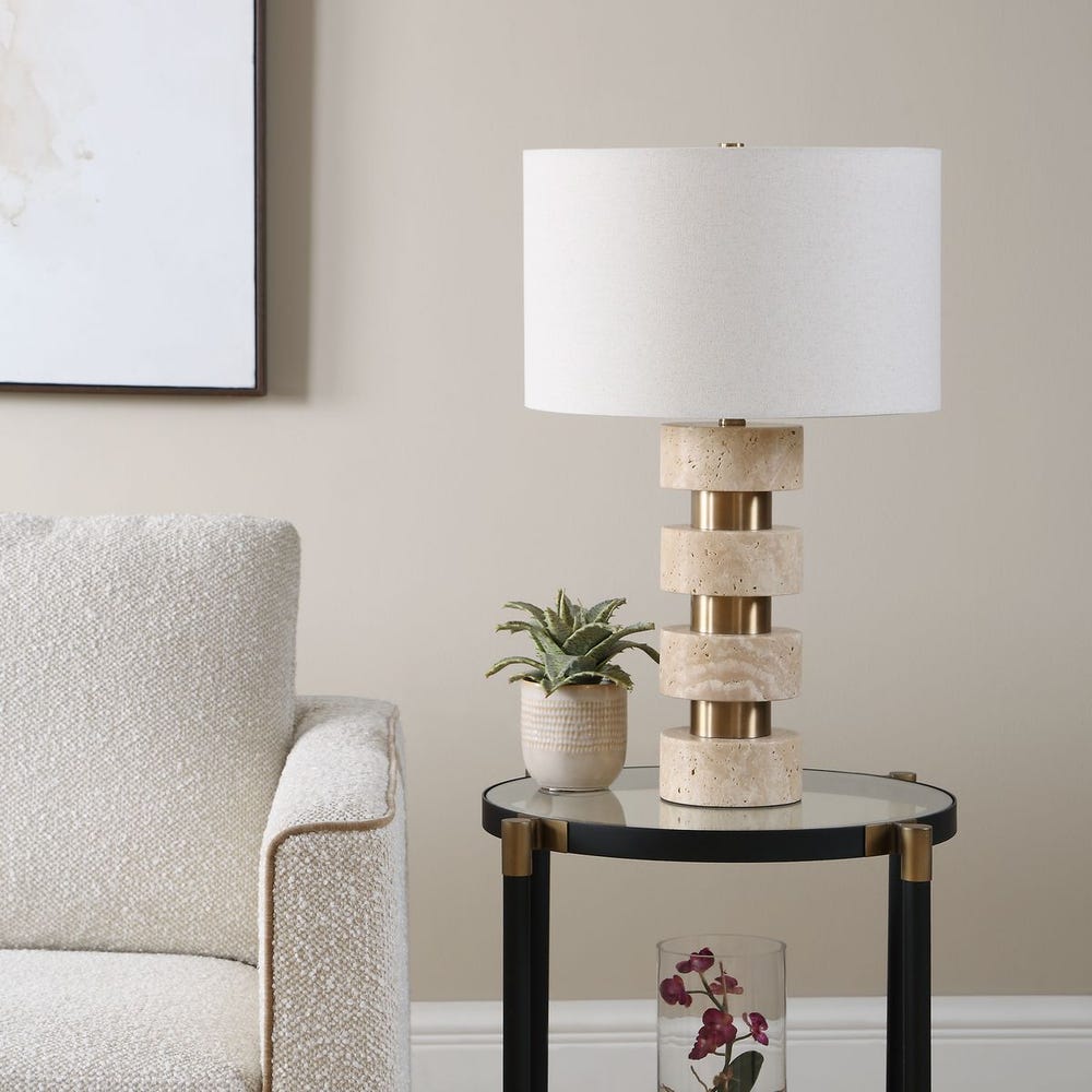 Uttermost Makani Travertine Totem Base Table Lamp - Image 2