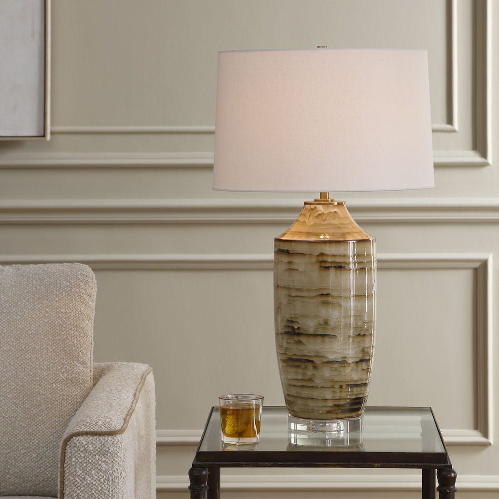 Uttermost Schneider Rich Brown Tones In a Layered Drip Glaze Table Lamp - Image 1