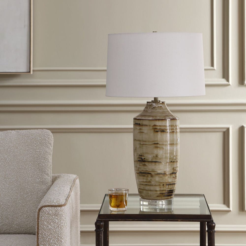 Uttermost Schneider Rich Brown Tones In a Layered Drip Glaze Table Lamp - Image 2