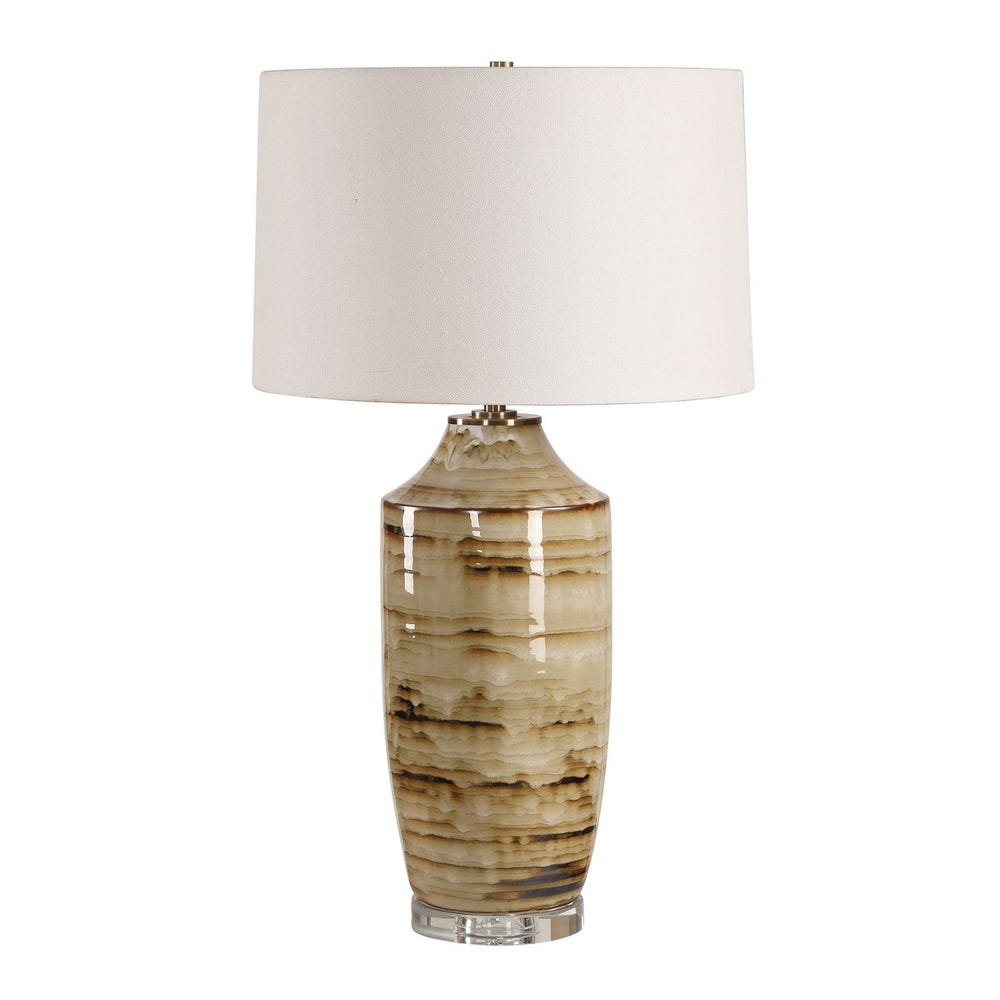 Uttermost Schneider Rich Brown Tones In a Layered Drip Glaze Table Lamp - Image 3