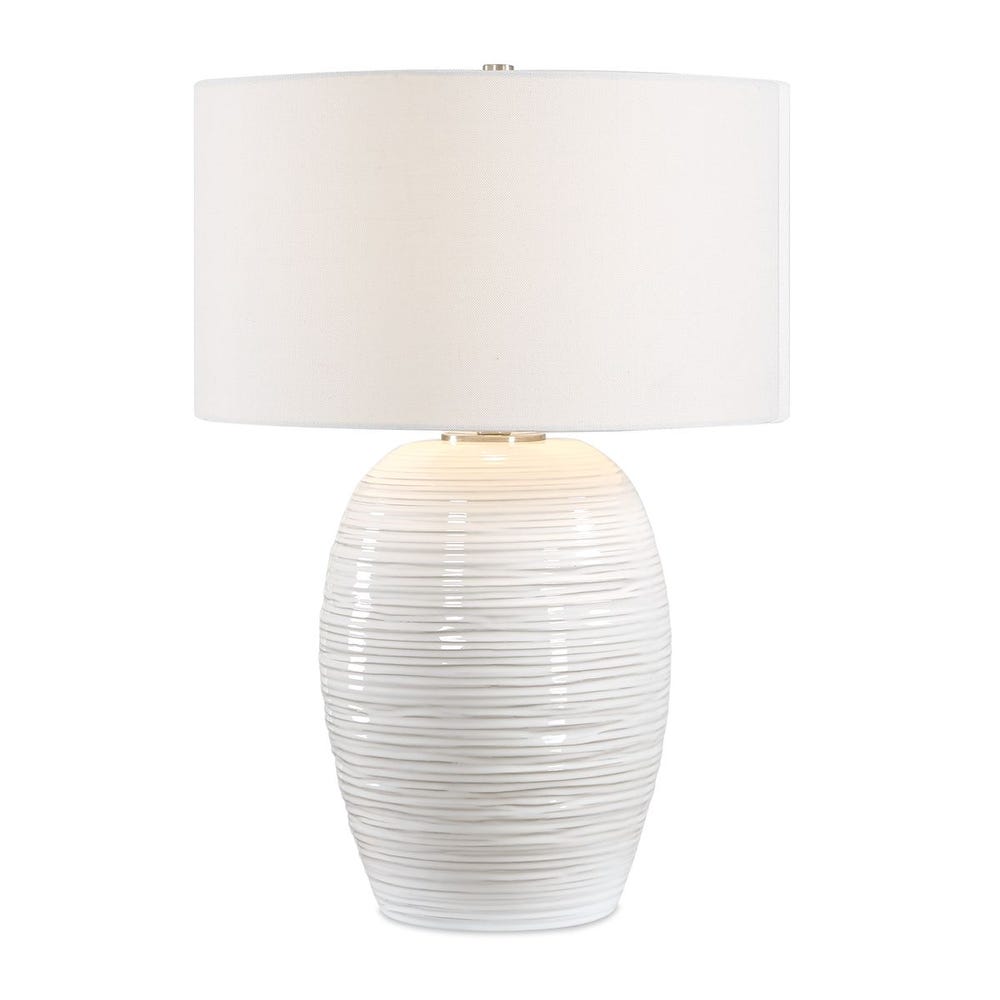 Uttermost Alkman Ribbed White Glazed Table Lamp - Image 3