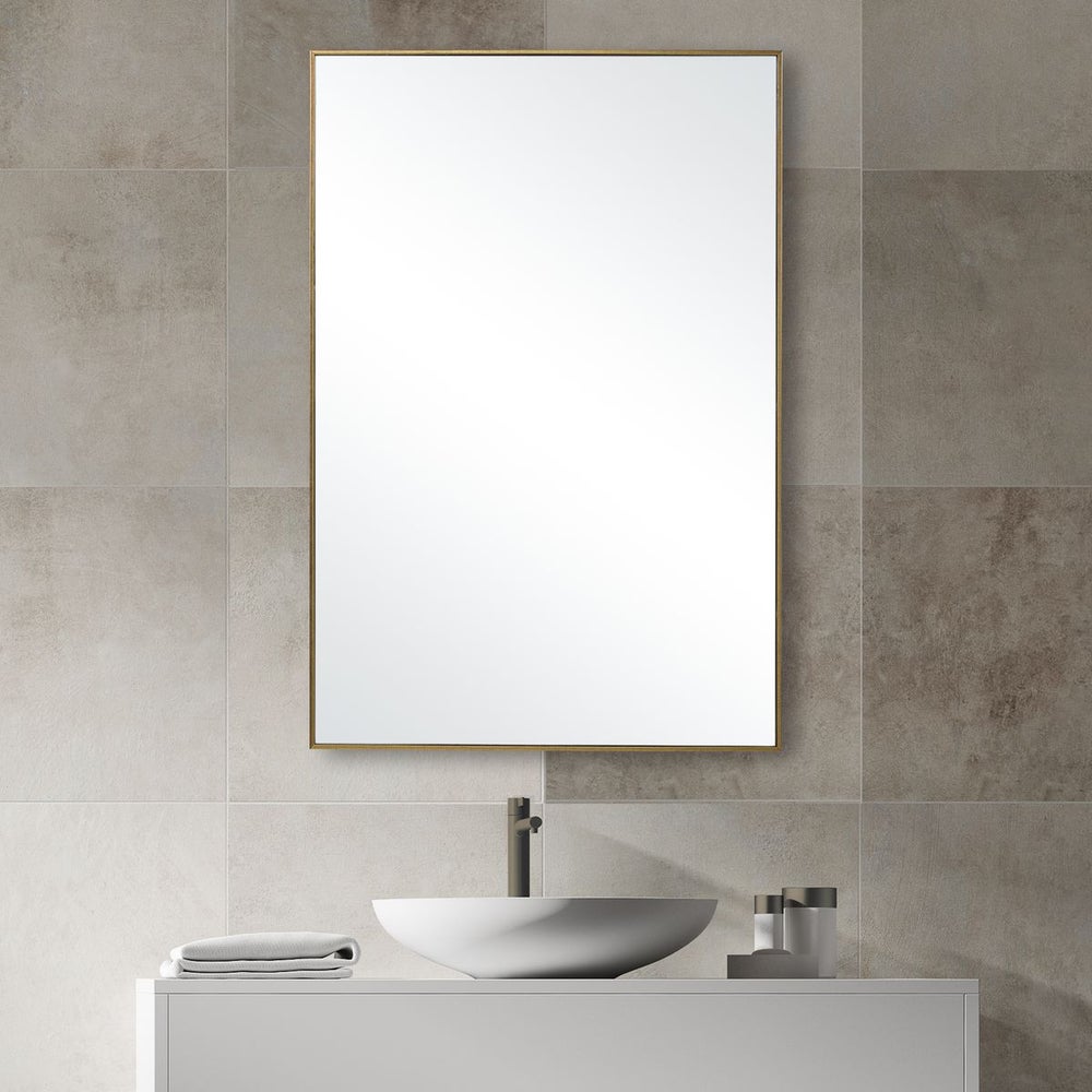 Casa Bella Living Thin Gold Framed Rectangular Mirror - Image 1