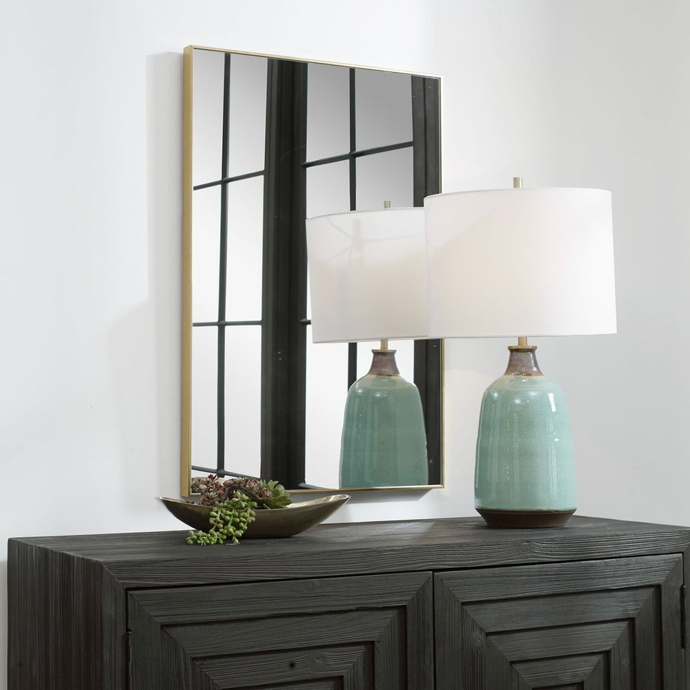 Casa Bella Living Thin Gold Framed Rectangular Mirror - Image 2