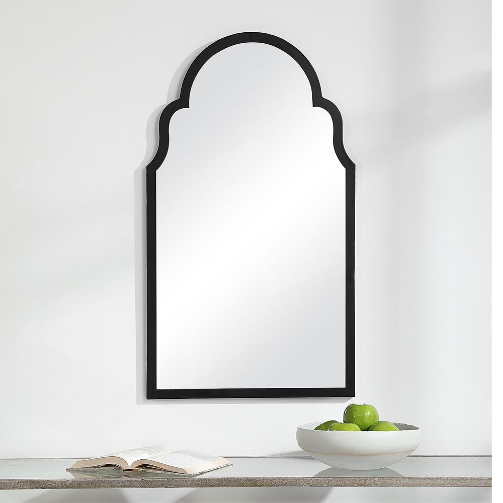 Casa Bella Living Beautiful Arched Top Satin Black Mirror - Image 2