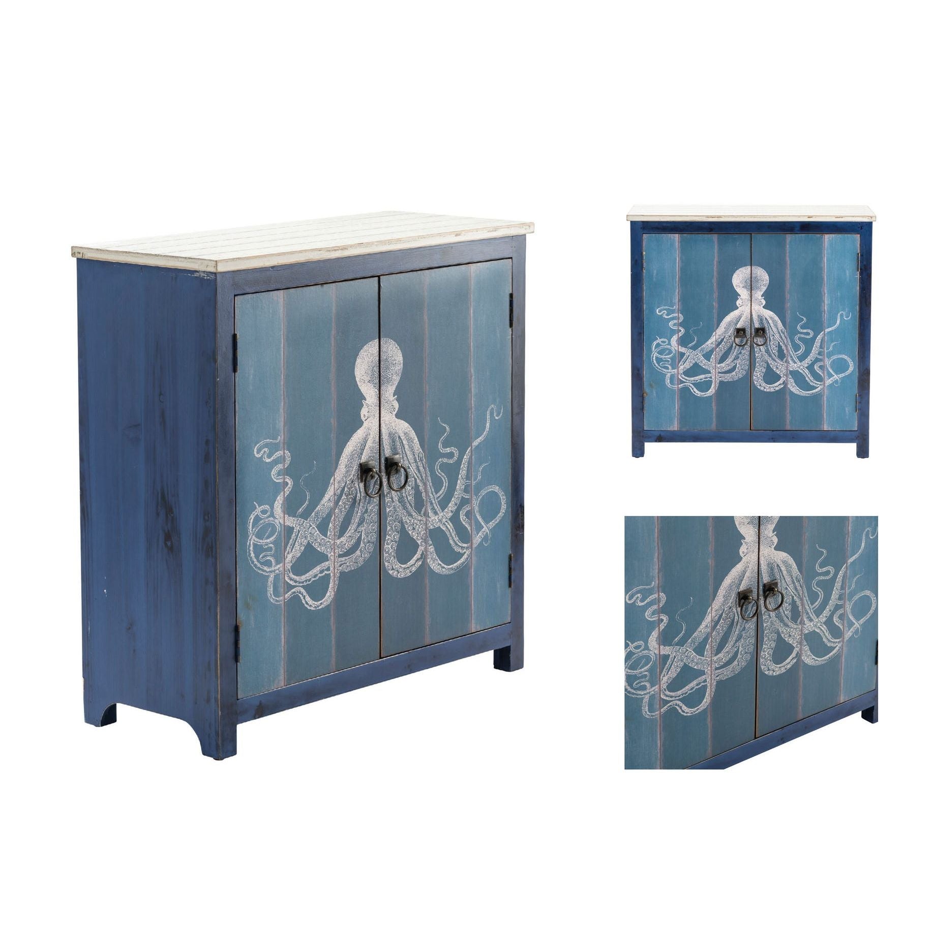 Crestview Collection Octopus Deep Blue Cabinet - Image 3