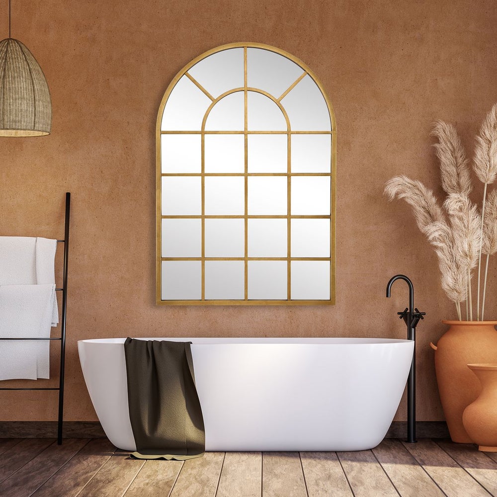 Casa Bella Living Gold Leaf Windowpane Mirror - Image 1