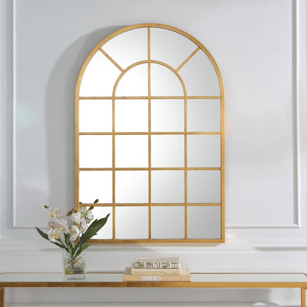 Casa Bella Living Gold Leaf Windowpane Mirror - Image 2
