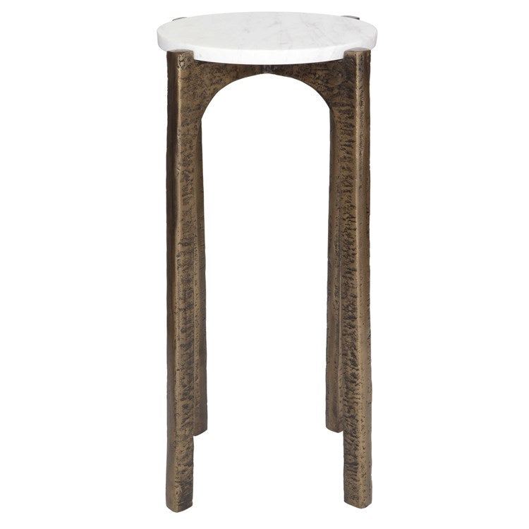 Uttermost Vivi Natural Marble Top With Antique Brass Base Drink Table - Image 2