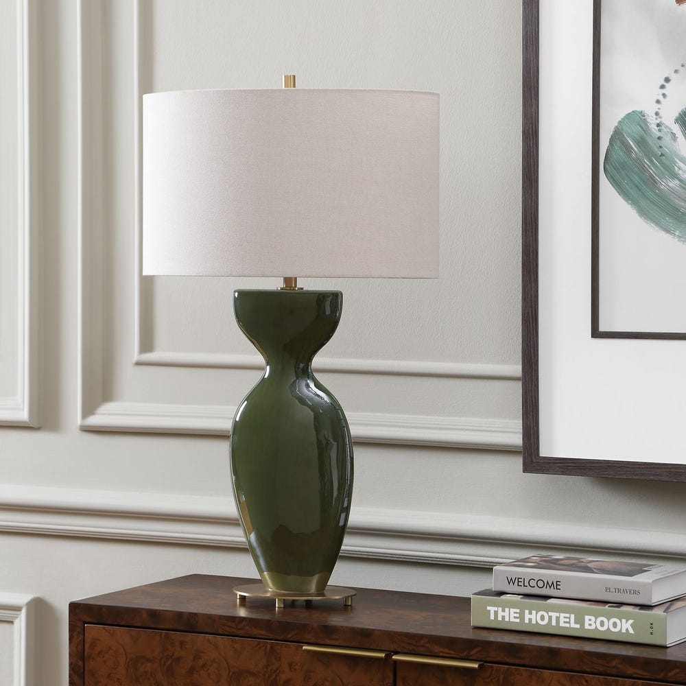 Uttermost Curhan Draped Rich Green Glaze Table Lamp - Image 2