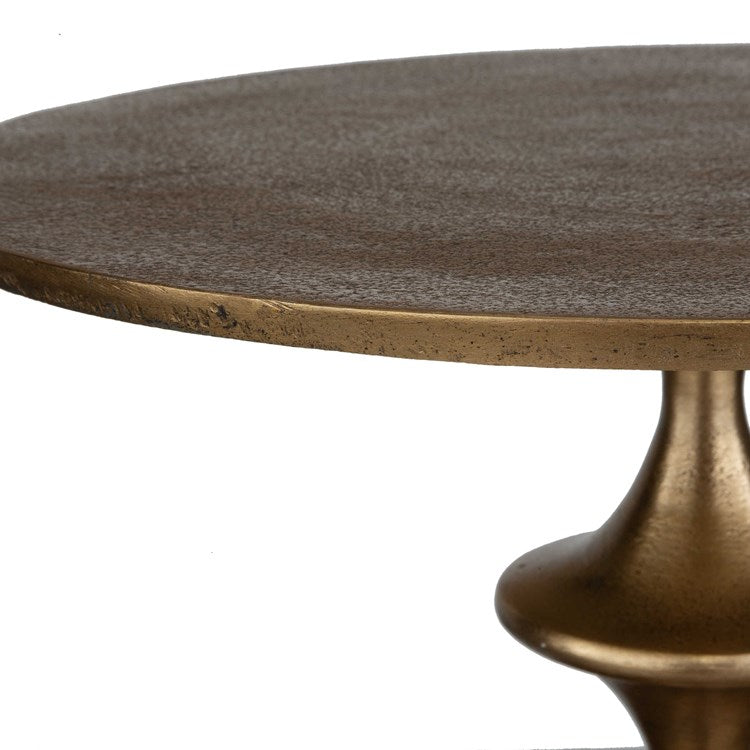Uttermost Flight Round Antiqued Brass Modern Curved Base Accent Table - Image 2