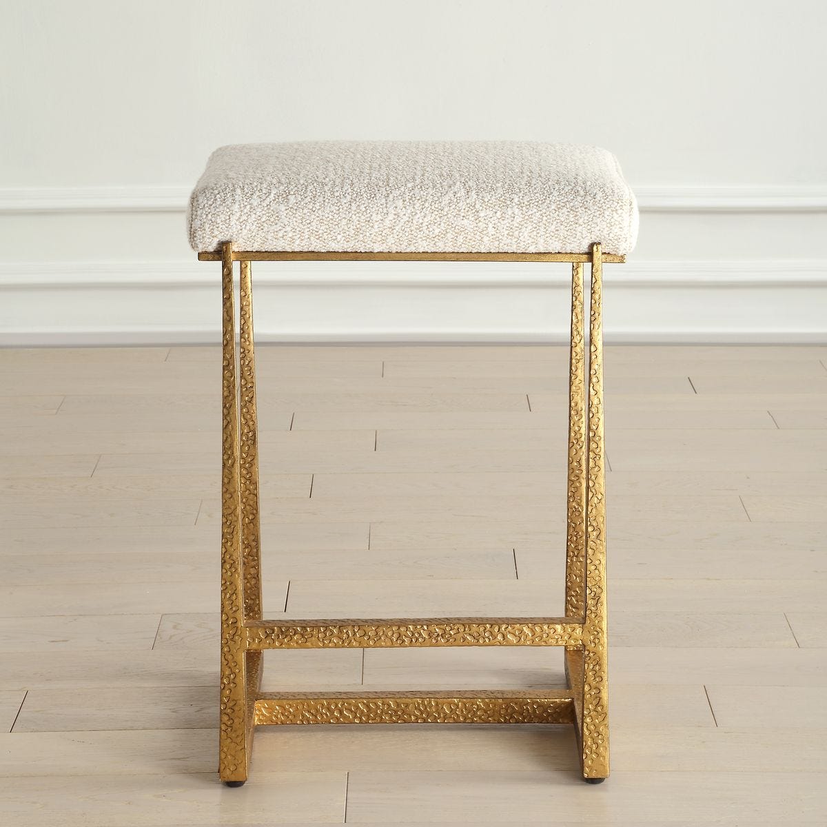 Uttermost Midas Antiqued Gold Iron Counter Stool With Cushioned Seat - Image 2