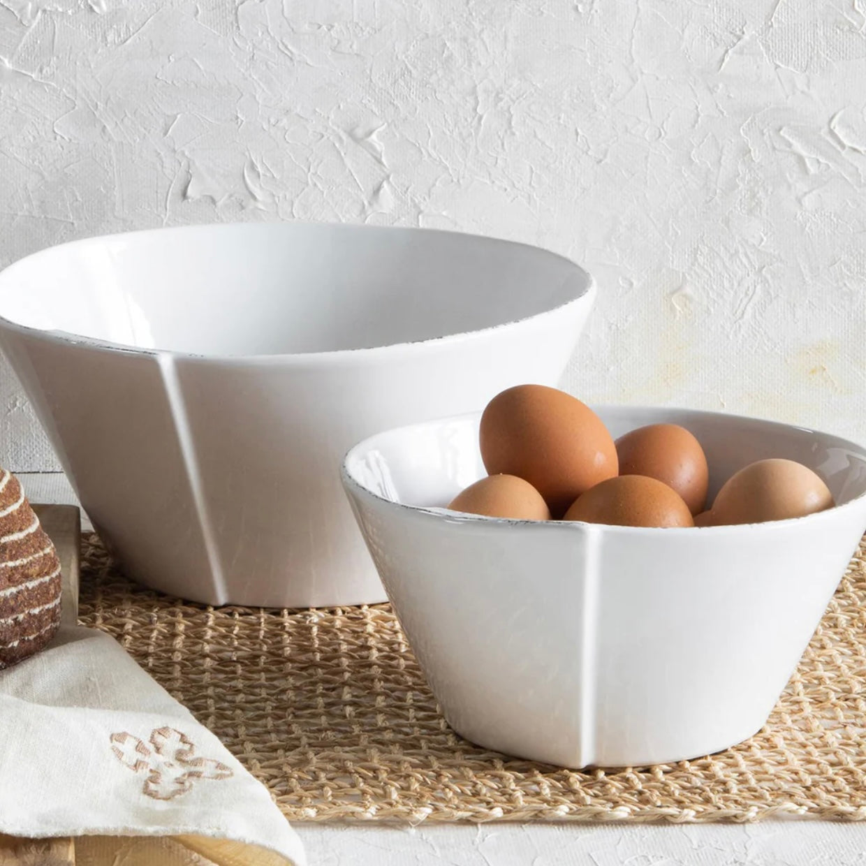 Vietri Lastra White Medium Stacking Serving Bowl  ~ Handcrafted Italian Stoneware - Image 1