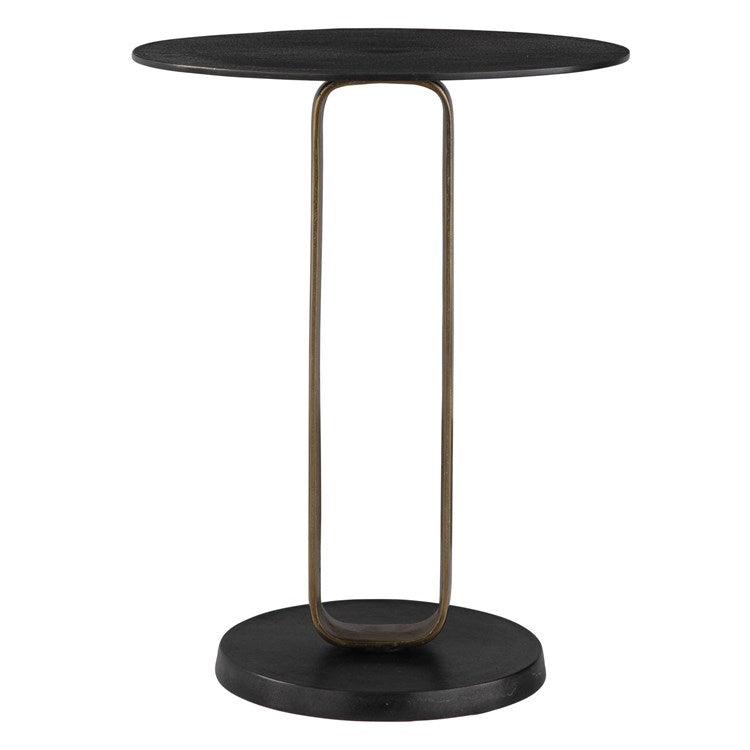 Uttermost Aperture Round Black and Brass Accent Table - Image 2