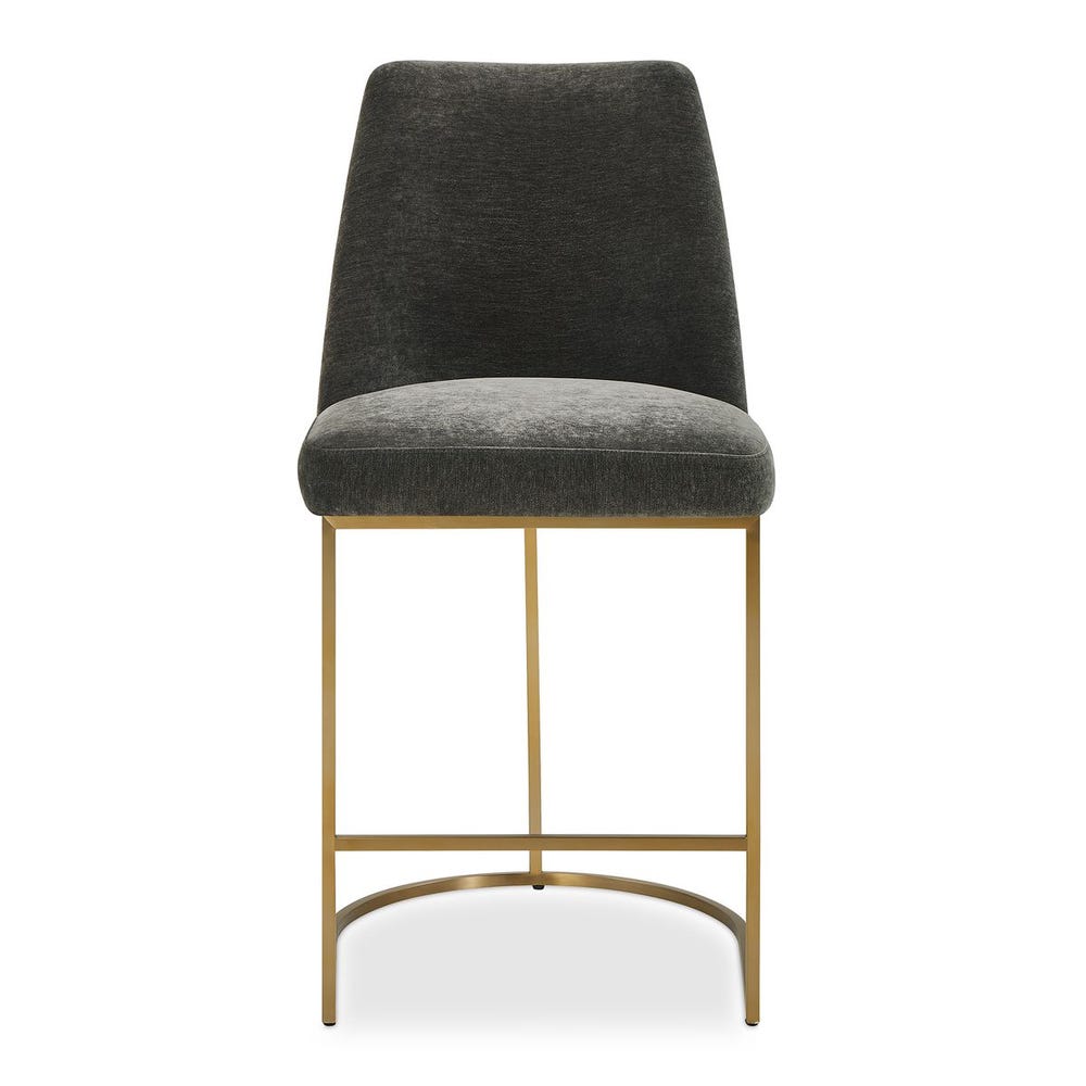 Uttermost Hanni Brass Counter Stool With Charcoal Velvet Cushioned Seat - Image 2
