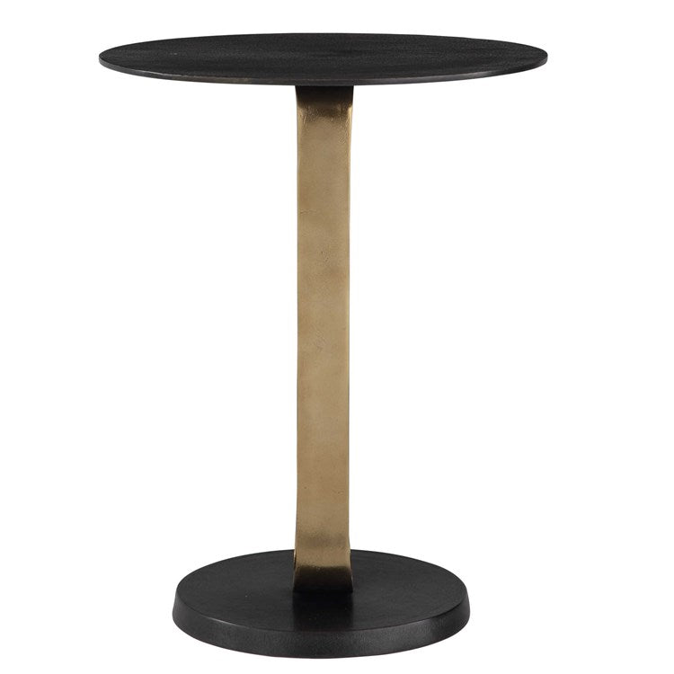 Uttermost Aperture Round Black and Brass Accent Table - Image 3