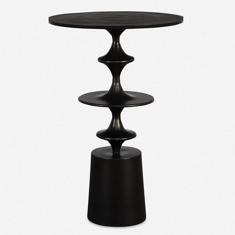 Uttermost Flight Round Black Modern Curved Base Accent Table - Image 2