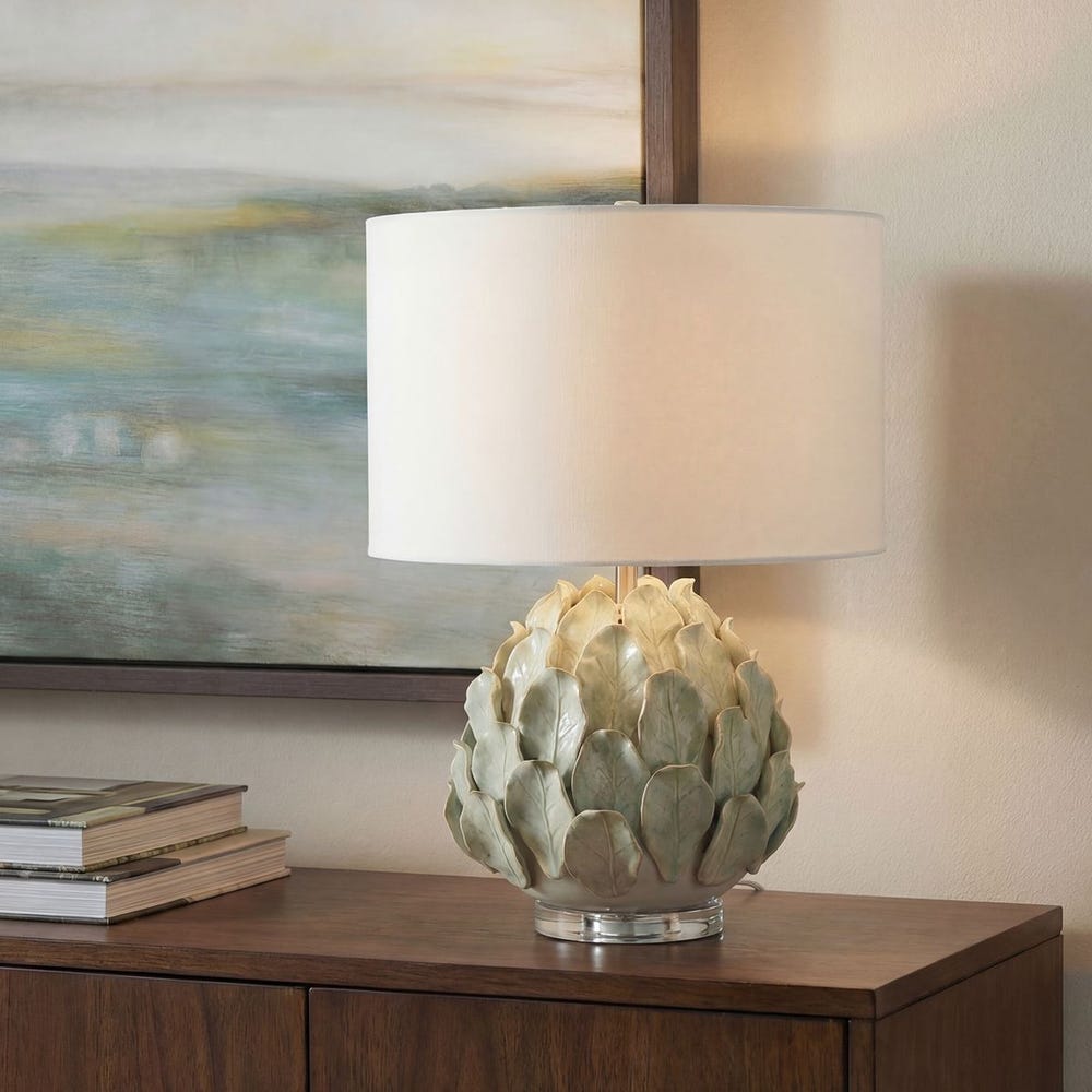 Uttermost Levlyn Flowing Leaves Aloe Green Glazed Table Lamp