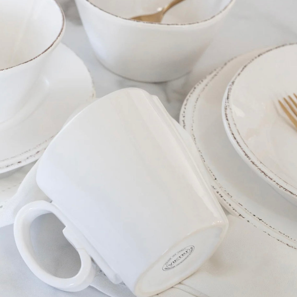 Vietri Lastra White Mug  ~ Handcrafted Italian Stoneware - Image 1