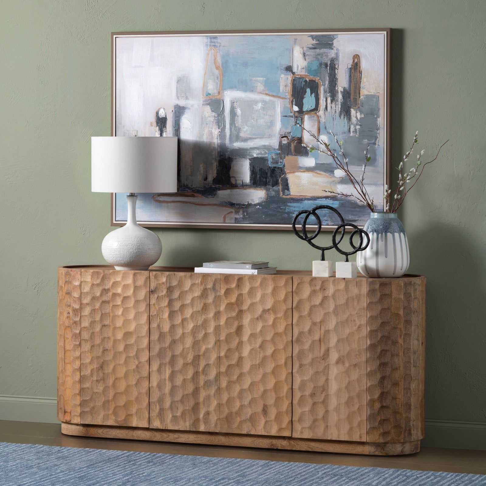 Crestview Collection Gibson Warm Brown Natural Four- Door Sideboard - Image 1