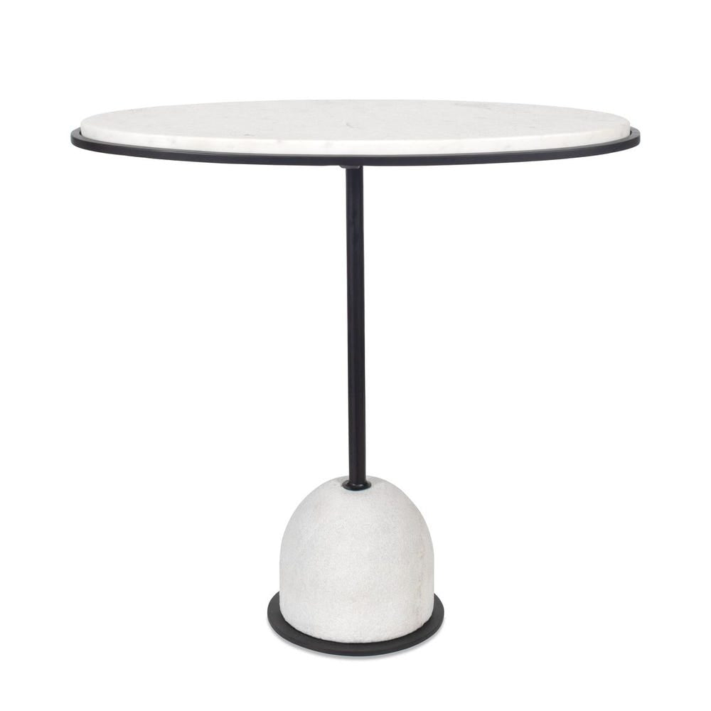 Uttermost Morro White Marble With Black Iron Side Table - Image 1