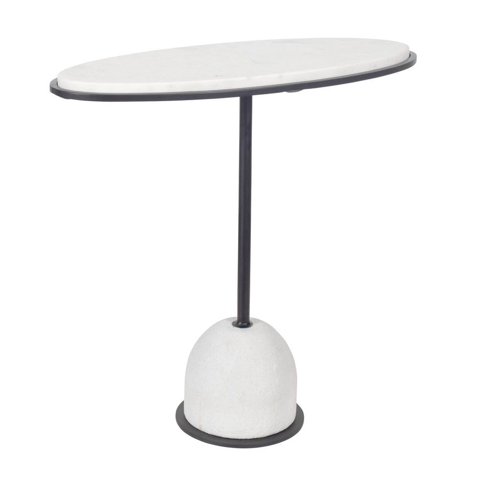 Uttermost Morro White Marble With Black Iron Side Table - Image 2