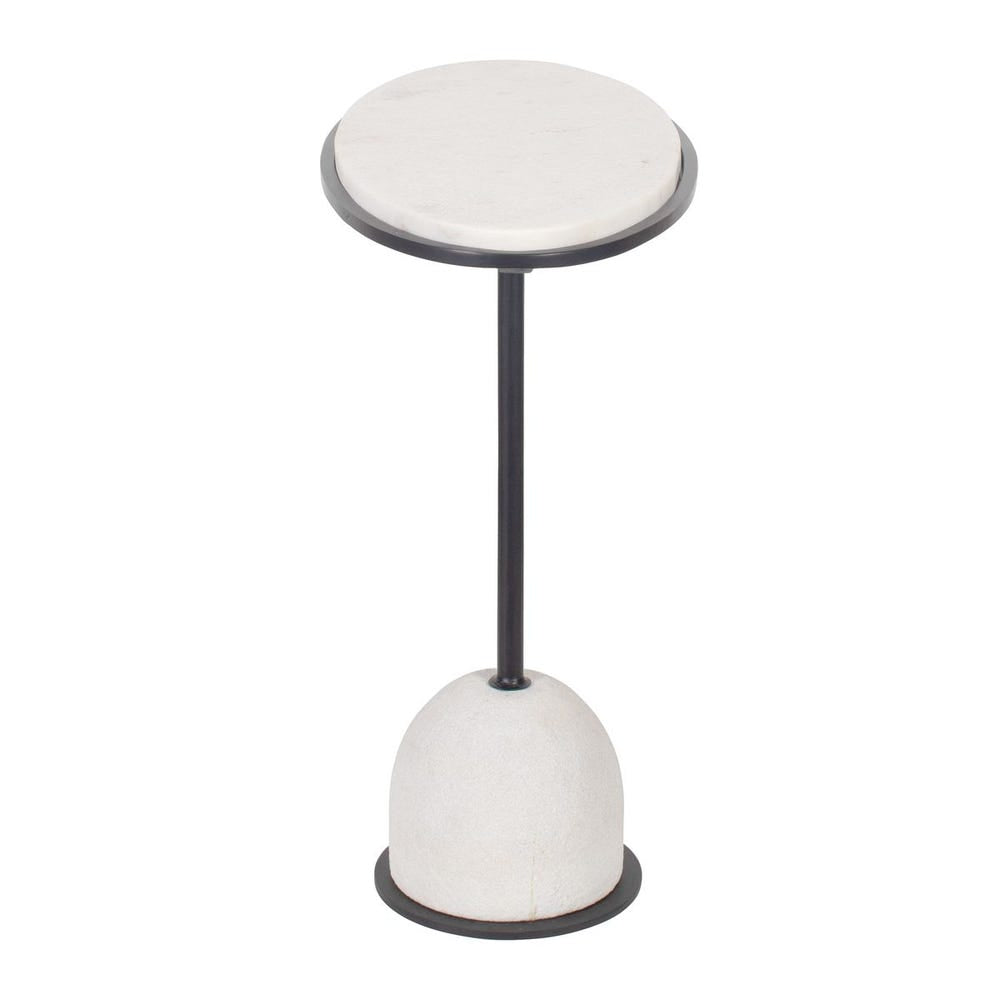 Uttermost Morro White Marble With Black Iron Side Table - Image 3