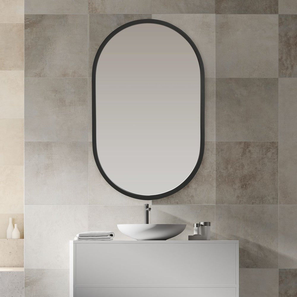 Casa Bella Living Matte Black Framed Oval Shaped Mirror - Image 2