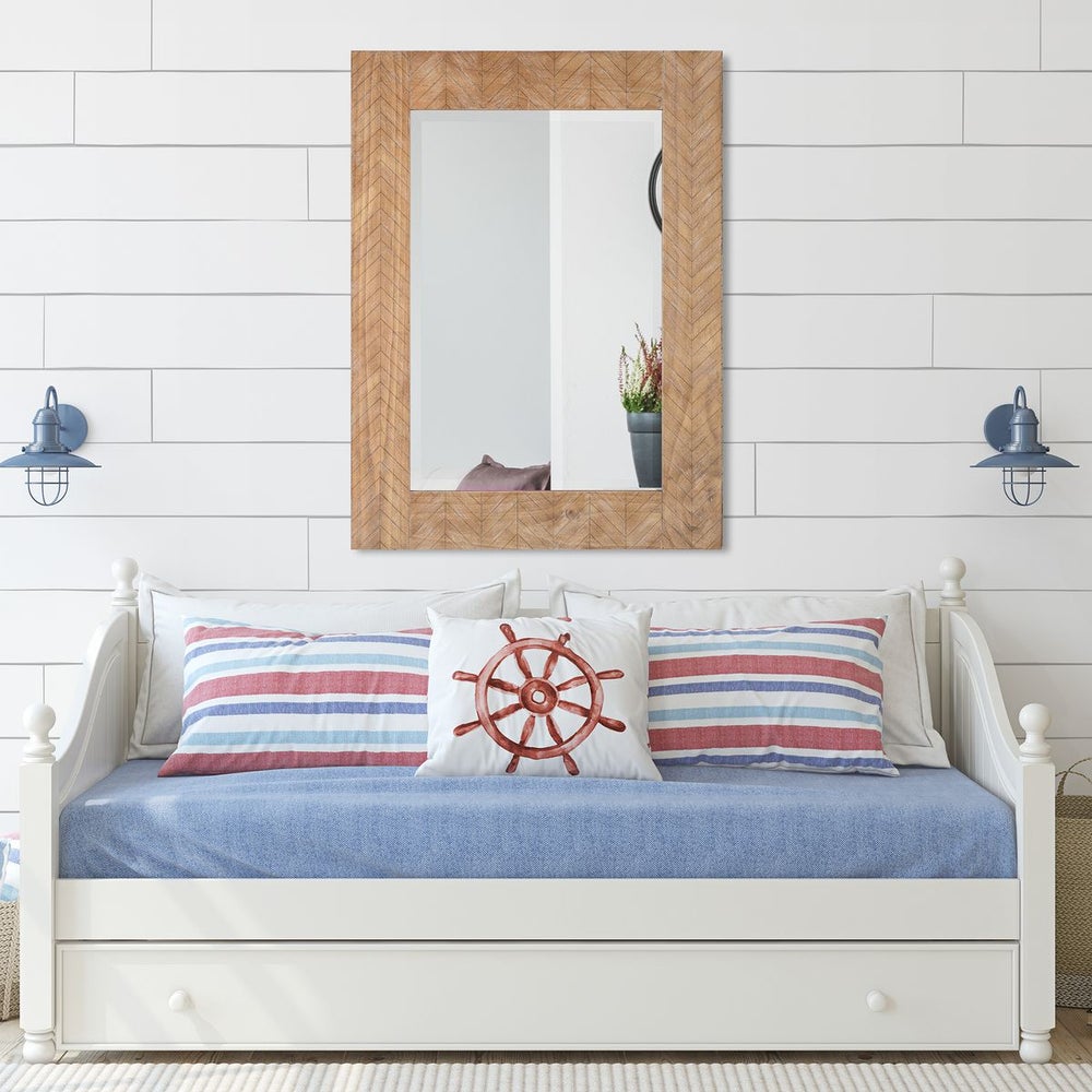 Casa Bella Living Chevron Wood Framed Mirror - Image 3