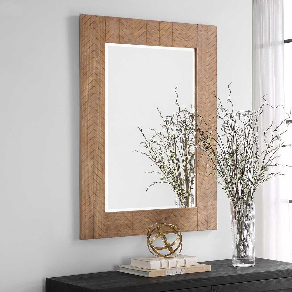 Casa Bella Living Chevron Wood Framed Mirror - Image 2