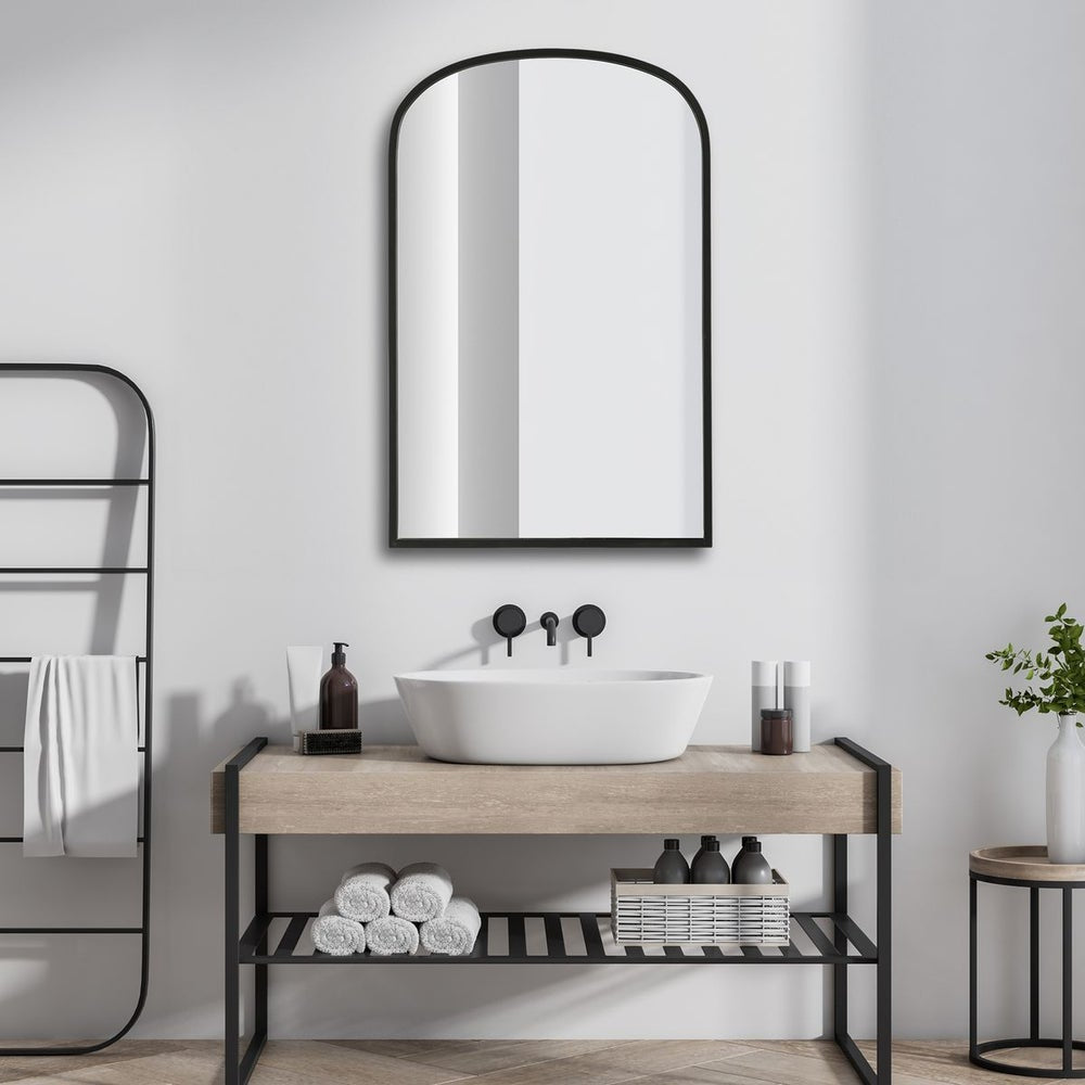 Casa Bella Living Arched Top Matte Black Framed Mirror