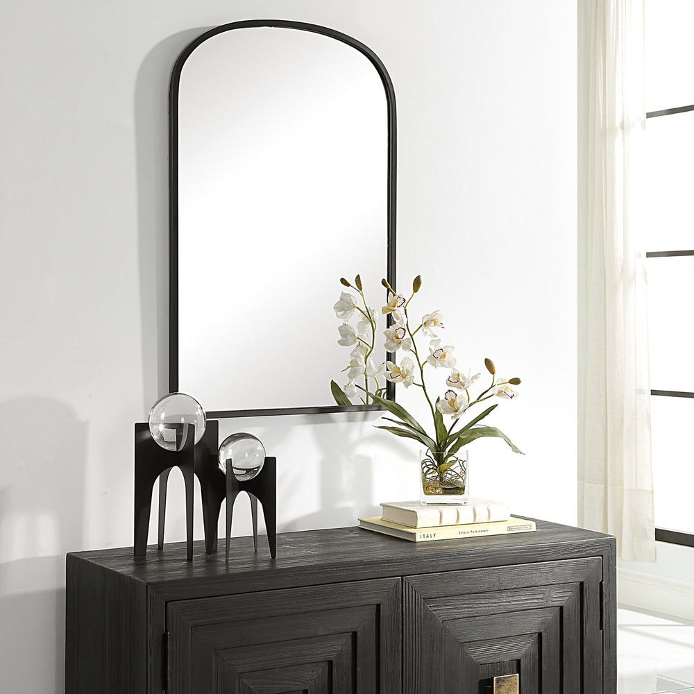 Casa Bella Living Arched Top Matte Black Framed Mirror - Image 2