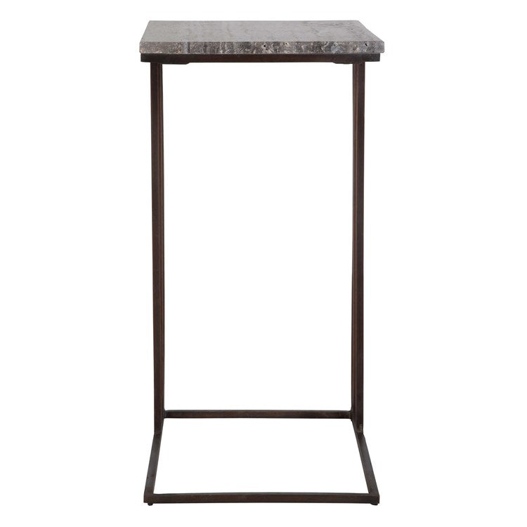 Uttermost Theodore Travertine Top With Dark Bronze Base Accent Table - Image 3