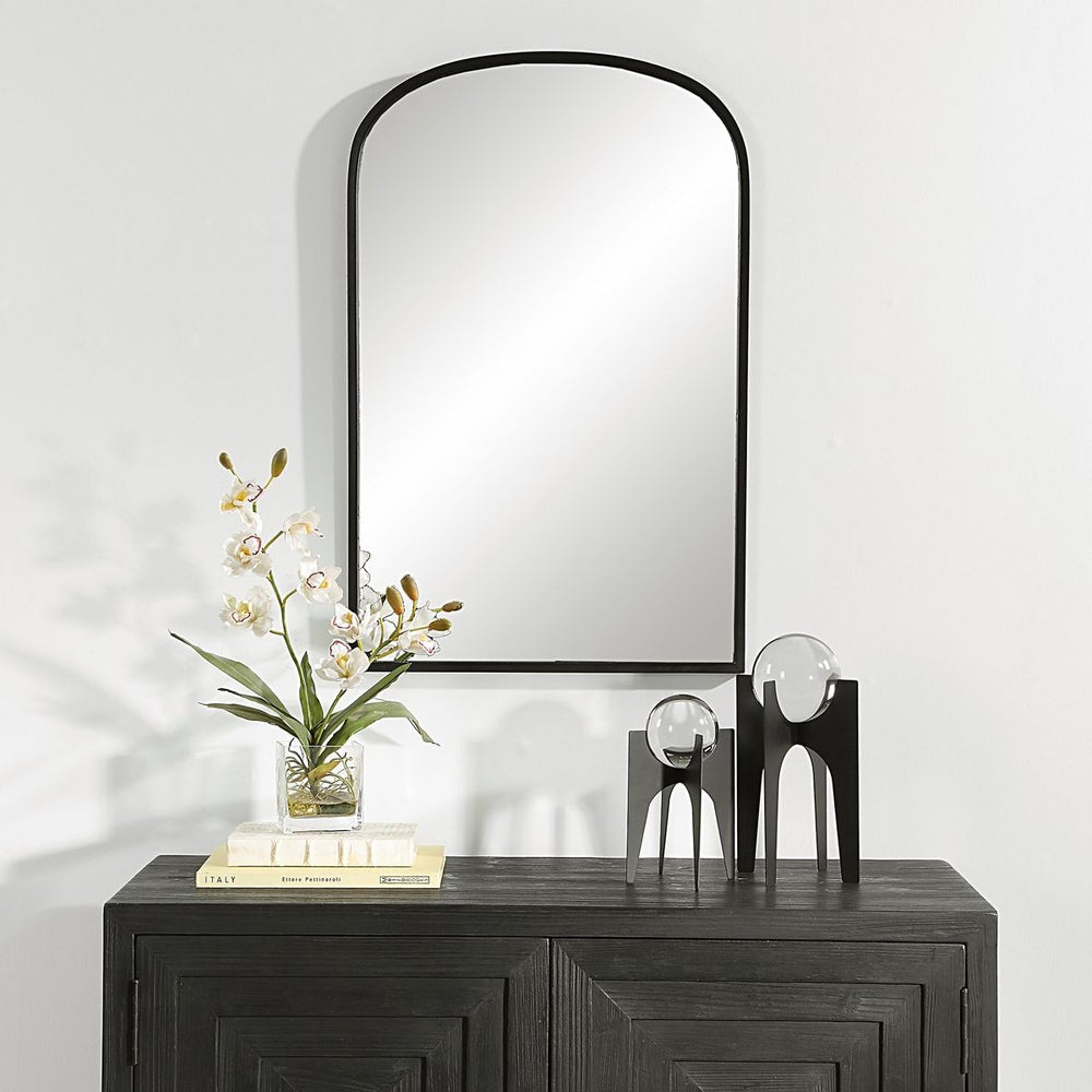Casa Bella Living Arched Top Matte Black Framed Mirror - Image 3